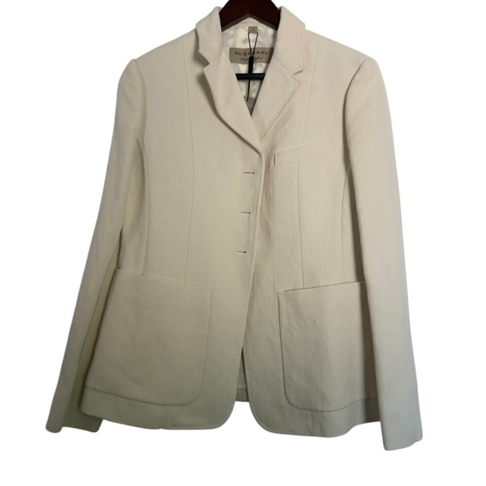 BURBERRY Cotton Linen Blend jacket Size 10 Ivory NWT $1350